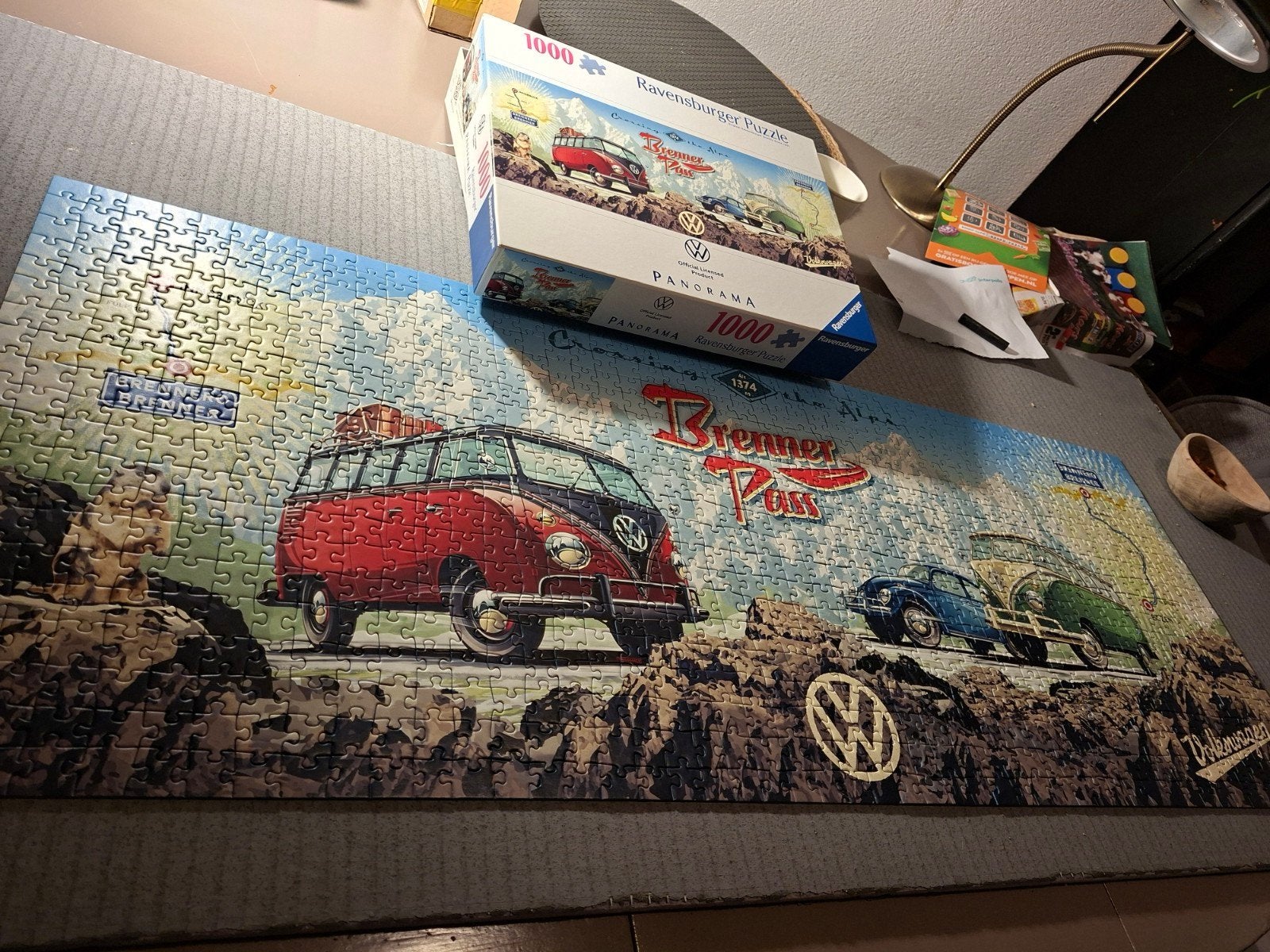 Ravensburger Volkswagen Brennerpas Puzzel 1000 stukjes, Ophalen of Verzenden, 500 t/m 1500 stukjes, Zo goed als nieuw, Legpuzzel