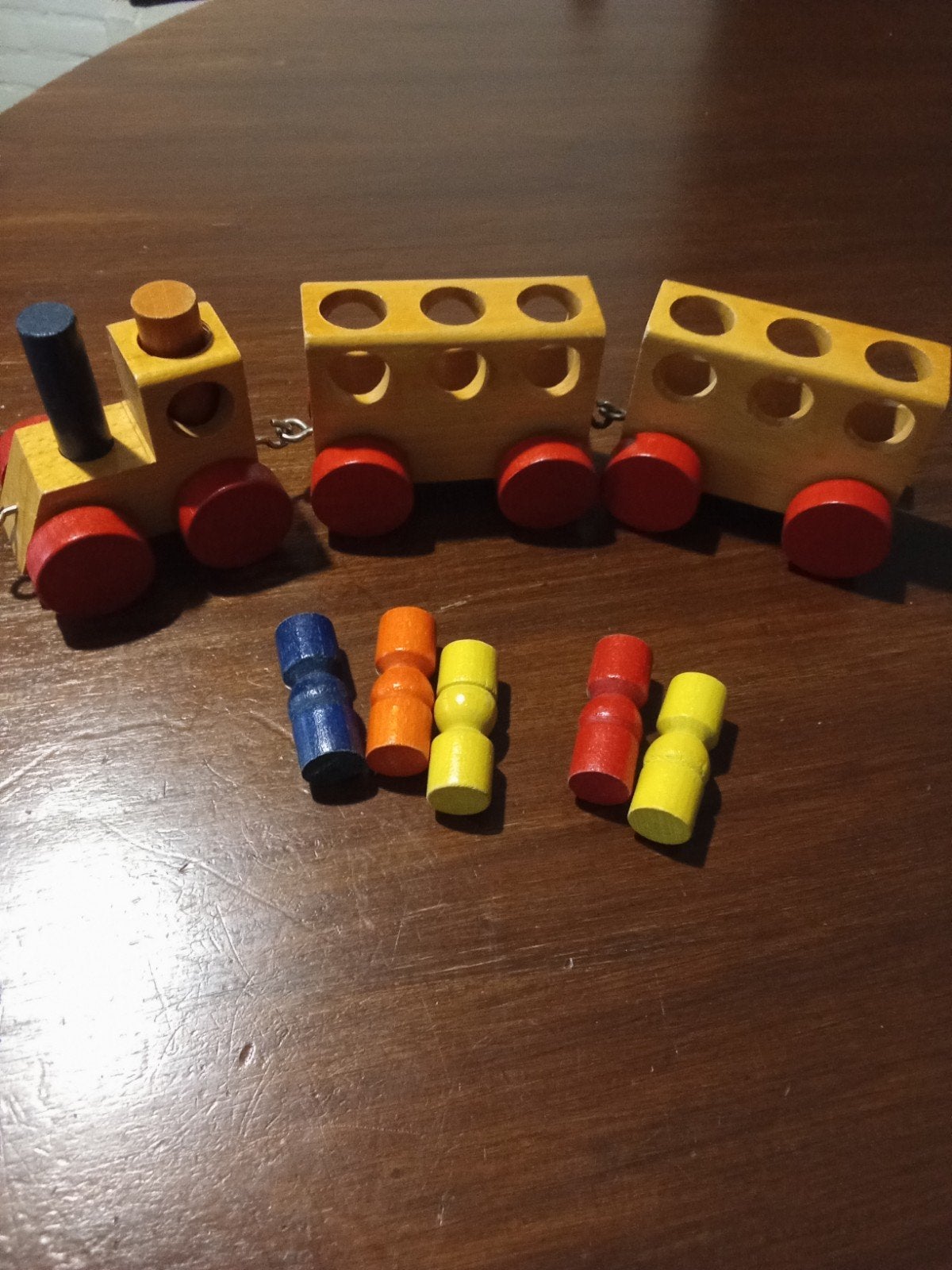 Vintage SIO Houten Trein met Blokken - Made in Holland, Ophalen of Verzenden