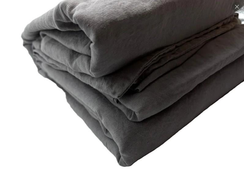 100% linnen dekbedovertrek 260x240 met slopen Muisgrijs, Dekbedovertrek, Ophalen of Verzenden, Grijs, Nieuw