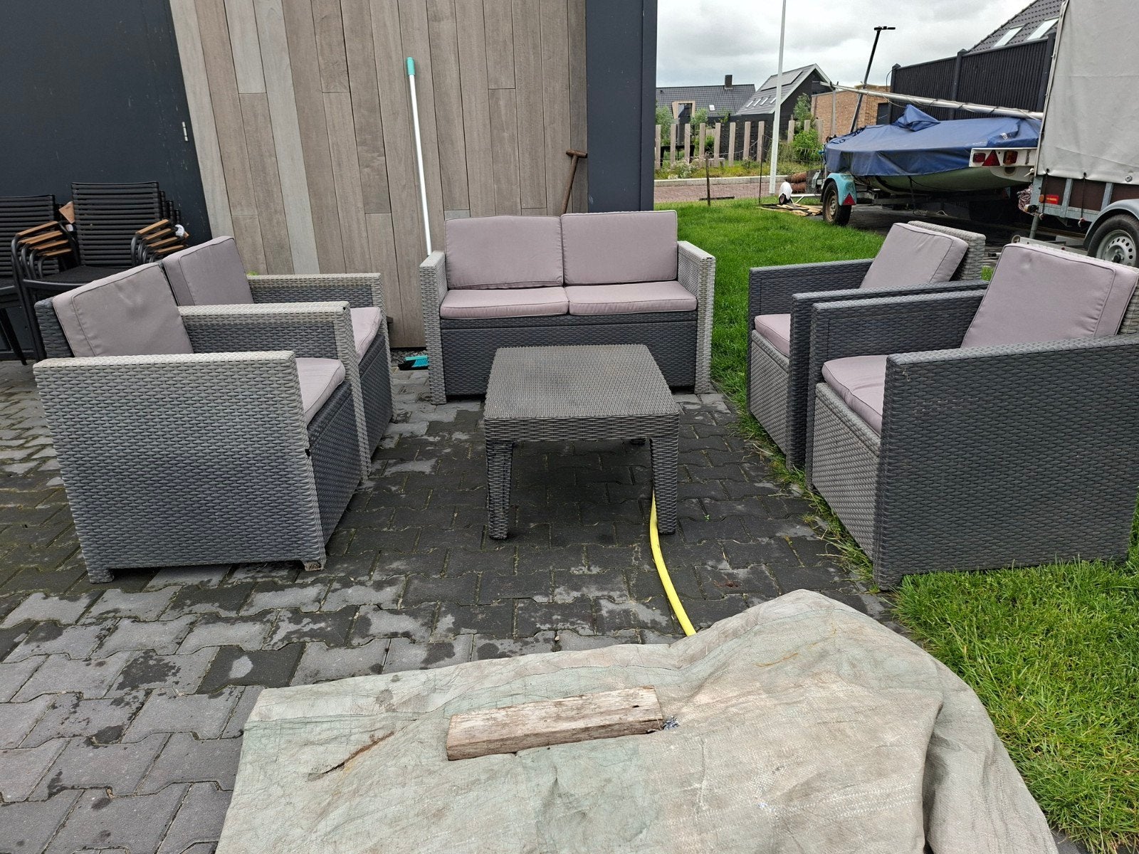 Allibert loungeset antraciet, Ophalen, Kunststof, Gebruikt, 6 zitplaatsen