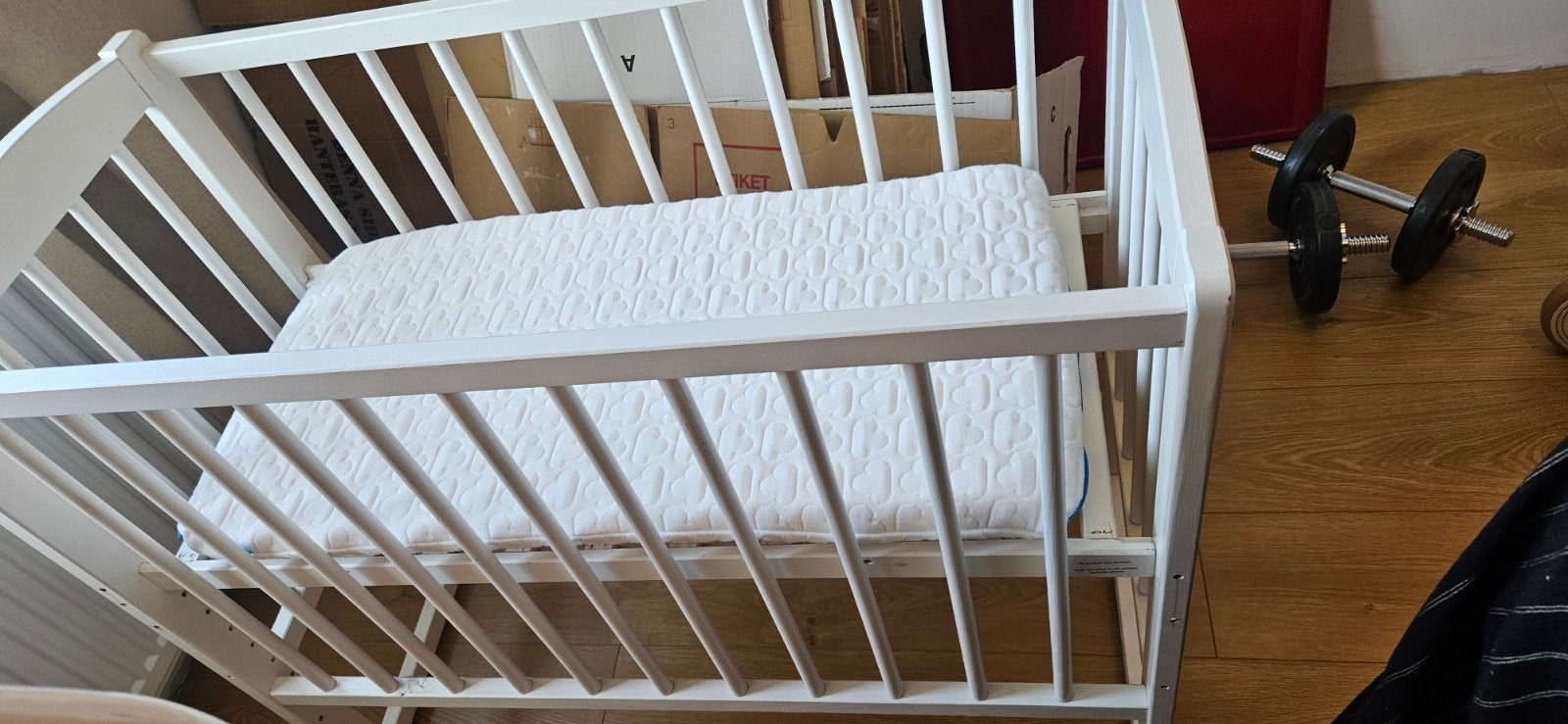 Witte houten wieg, Ophalen, Gebruikt, Wieg