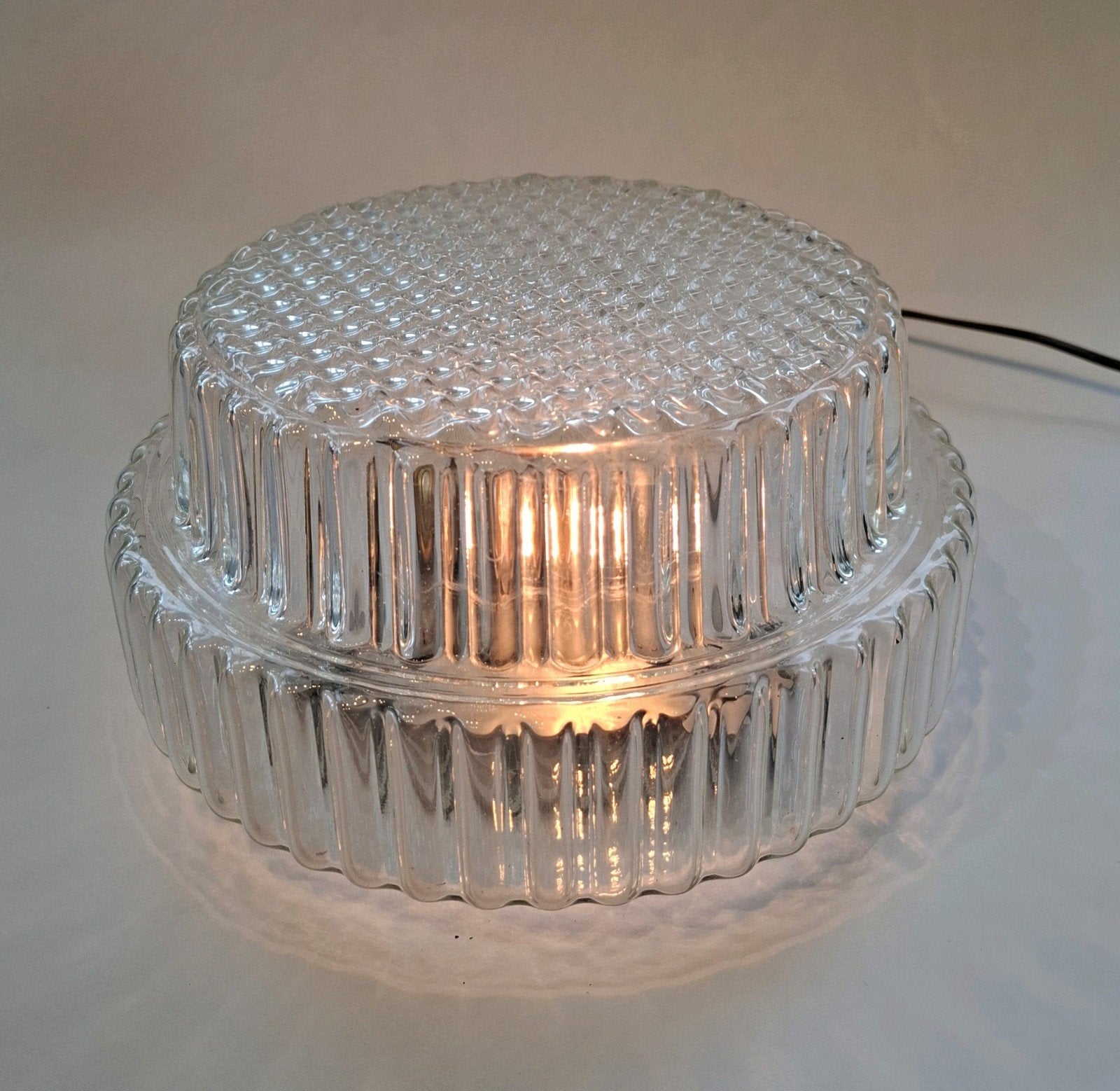 Zeldzame Vintage "Wedding Cake" Plafonnière, Huis en Inrichting, Ophalen of Verzenden, Glas
