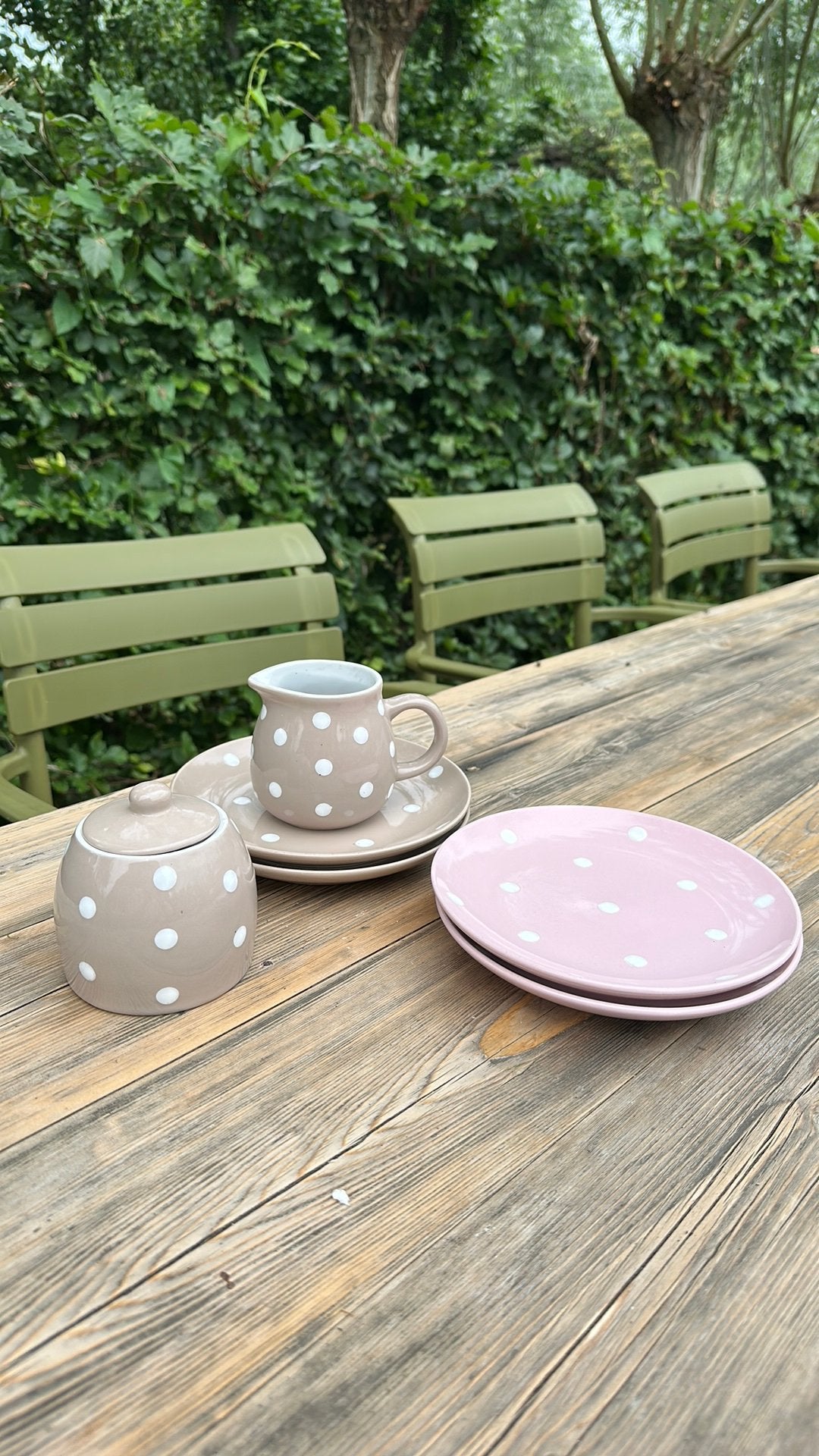 Stippelservies bordjes en suiker/melkset, Antiek en Kunst, Ophalen of Verzenden