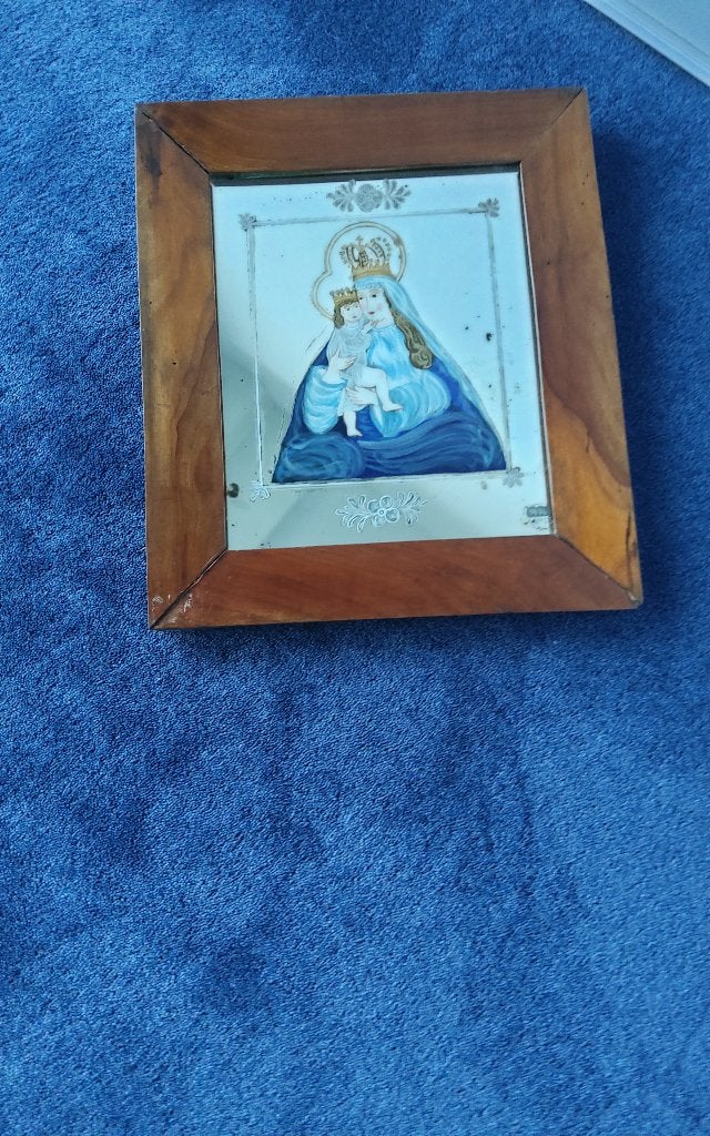 Oude spiegel in hoten lijst:36x32cm, Ophalen