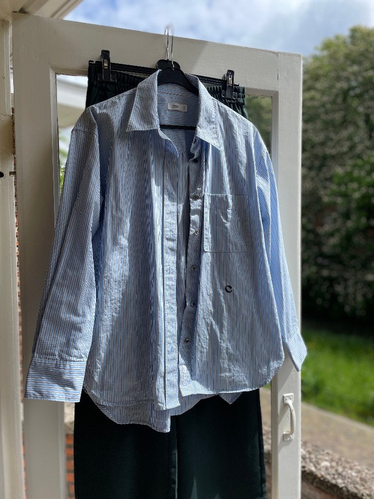 CLOSED crispy katoenen gestreepte blouse  mt M lichtblauw, Maat 38/40 (M), Closed, Zo goed als nieuw, Verzenden