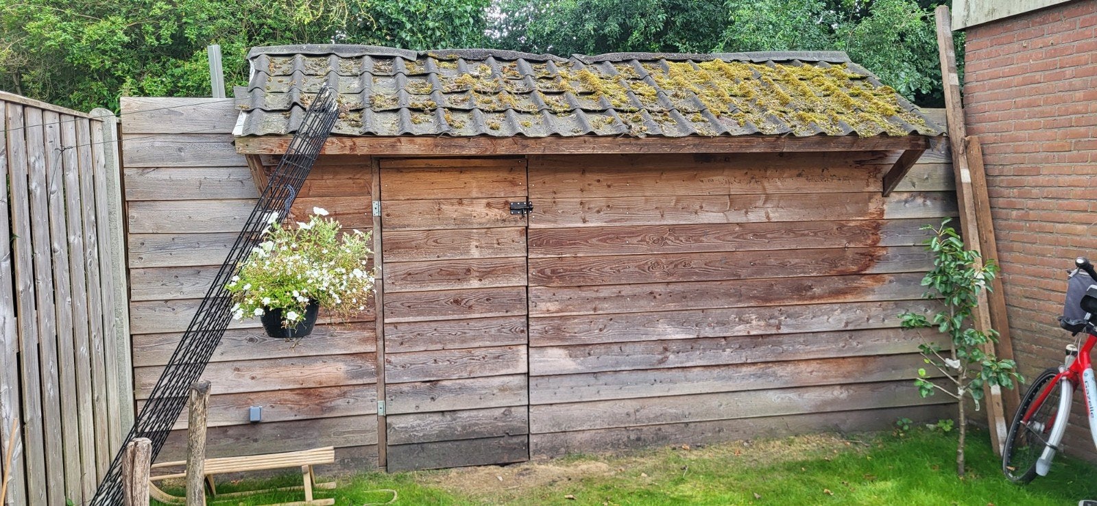 Douglas Kapschuur - 393x300cm - Dicht aan voorzijde, Tuin en Terras, Tuinhuizen, Gebruikt, Schuur, Hout, 200 tot 400 cm, Met overkapping