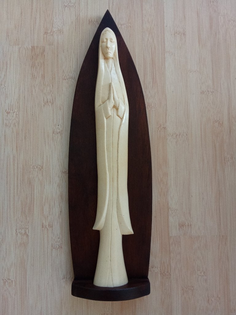 Mariabeeld in been 38cm, Verzamelen, Religie, Ophalen of Verzenden, Gebruikt, Overige typen, Christendom | Katholiek