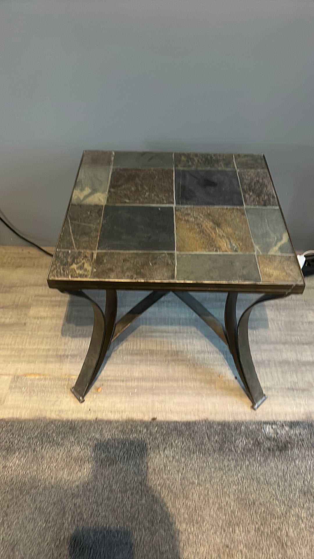 Bijzettafel met leistenen blad, Ophalen, Zo goed als nieuw, Rechthoekig, Minder dan 55 cm