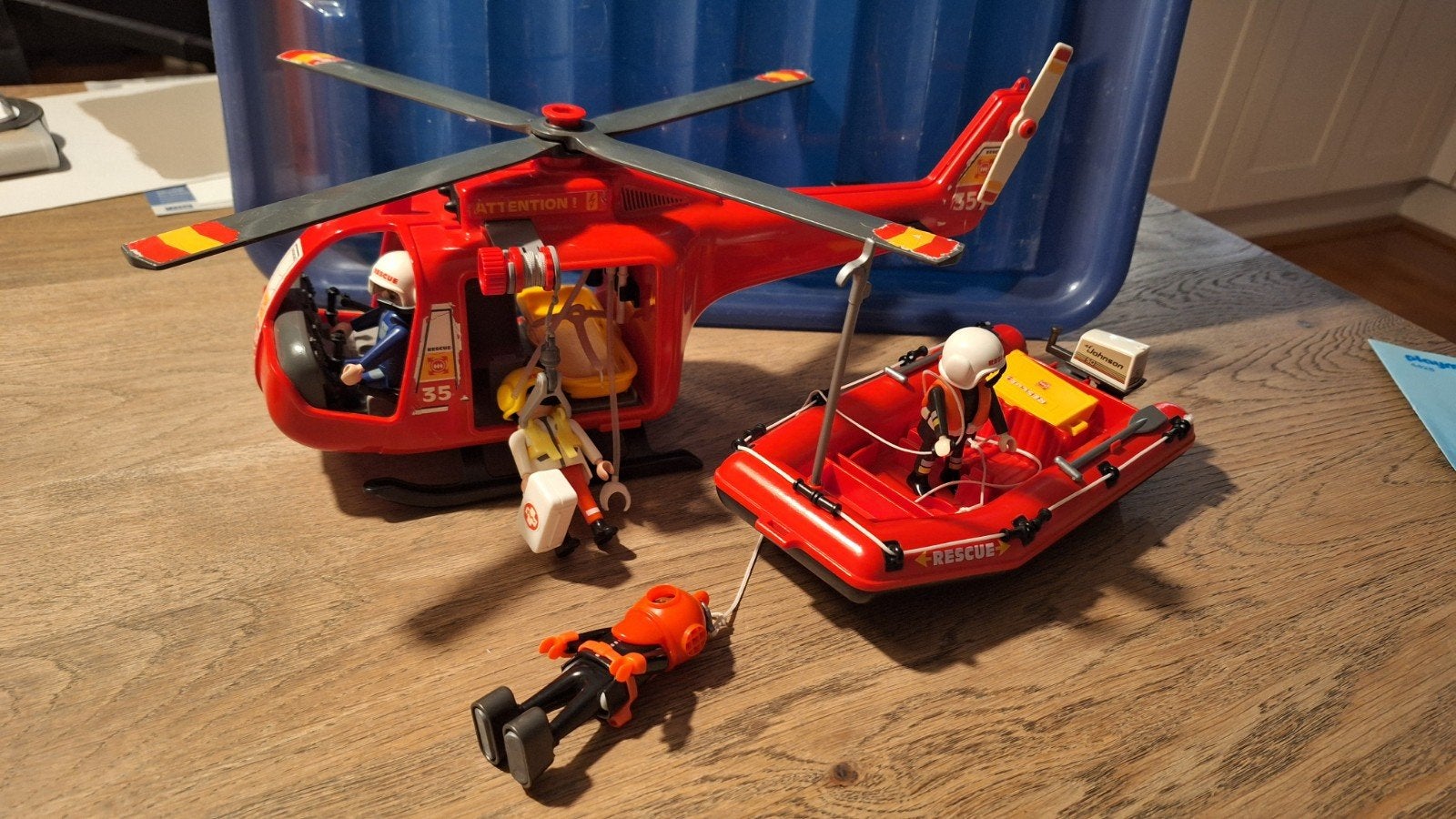 Playmobil Reddingshelikopter en Reddingsboot Set, Kinderen en Baby's, Complete set, Voertuig, Ophalen of Verzenden, Zo goed als nieuw