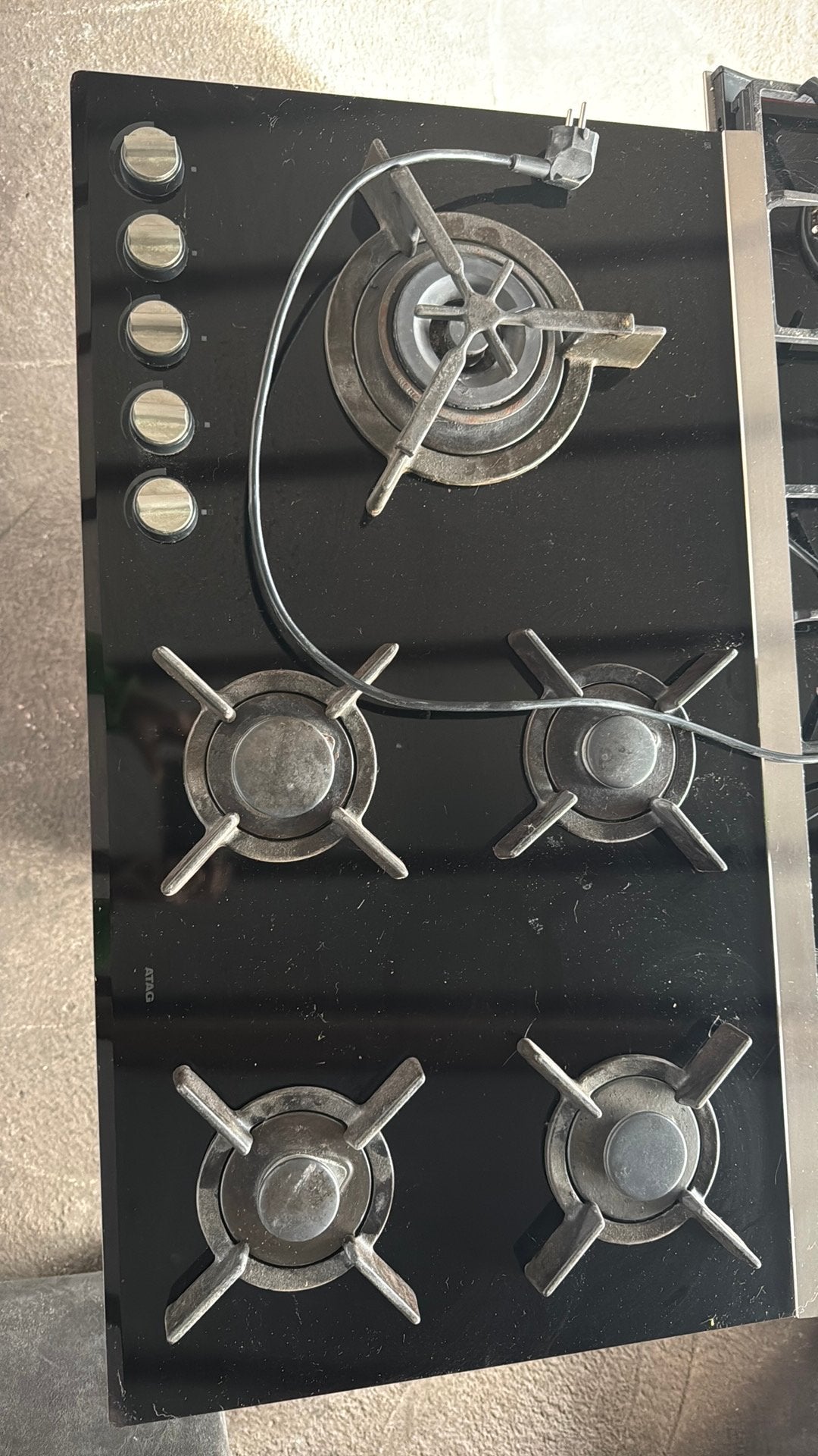 Luxe ATAG 5-Pits Gaskookplaat 90 cm– Met Wokbrander!, Ophalen, Zo goed als nieuw, Inbouw, Gas