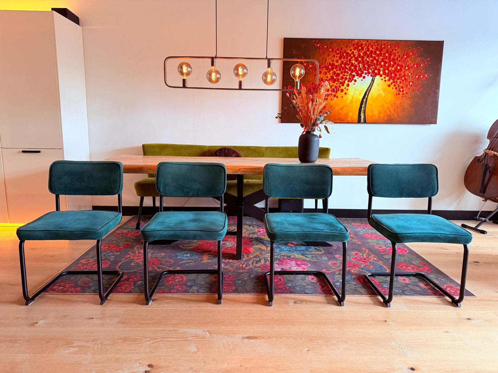 4 Nieuwe Corduroy Lyon eetkamerstoelen, Huis en Inrichting, Ophalen, Overige kleuren, Zo goed als nieuw, Vier