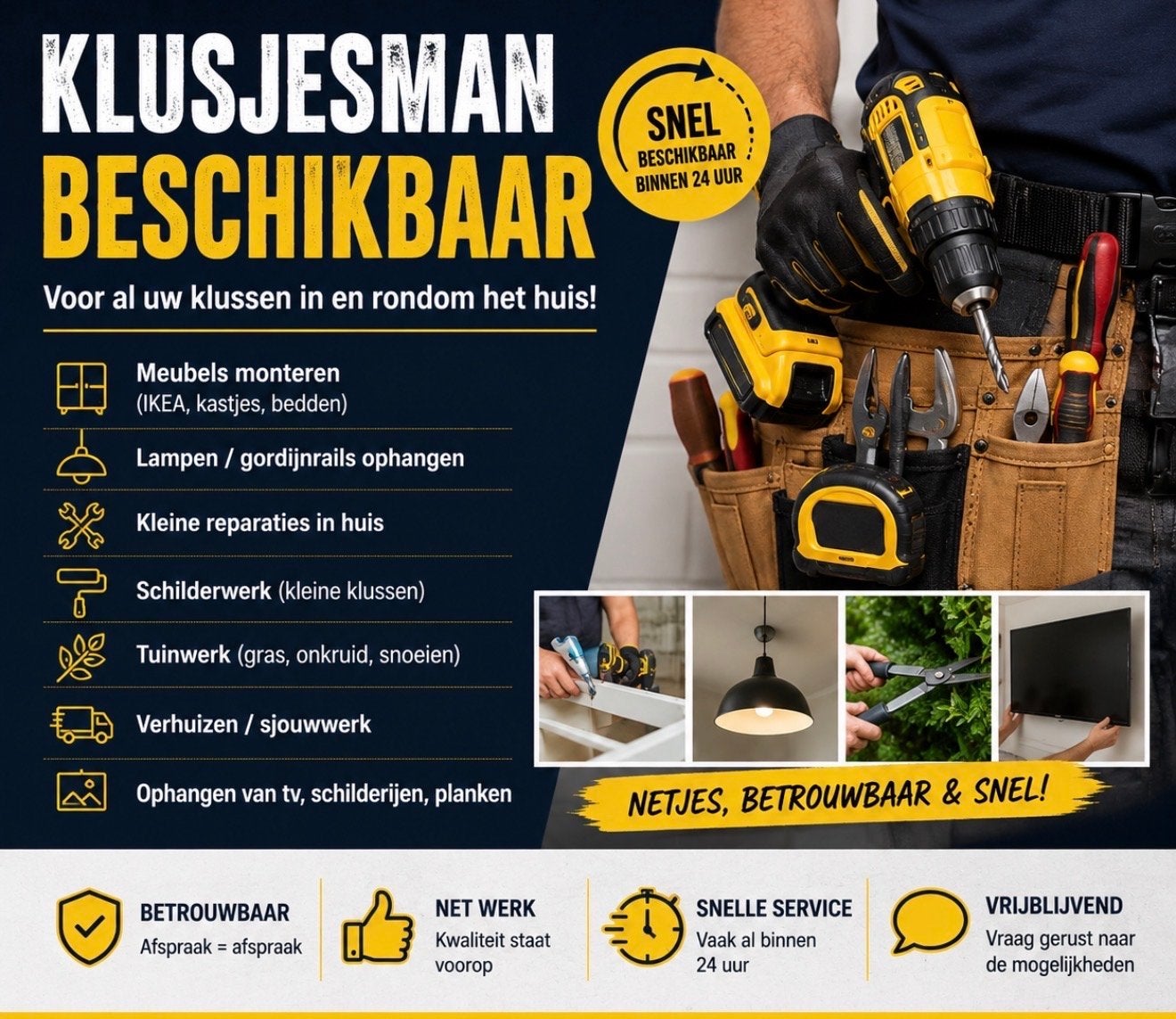 Klusjesman beschikbaar – snel inzetbaar (Zuid Holland )