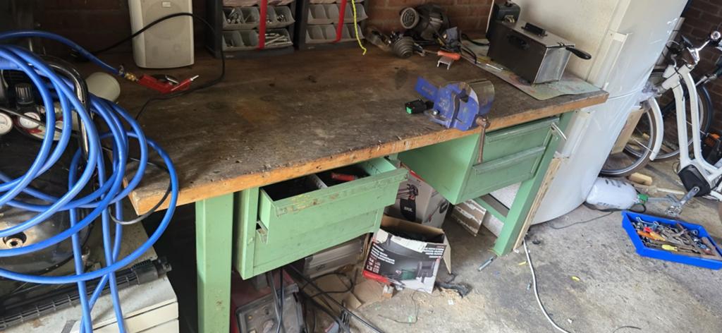 Robuuste Werkbank met Ladeblok, Ophalen, Gebruikt, 170 cm of meer, Bankschroef