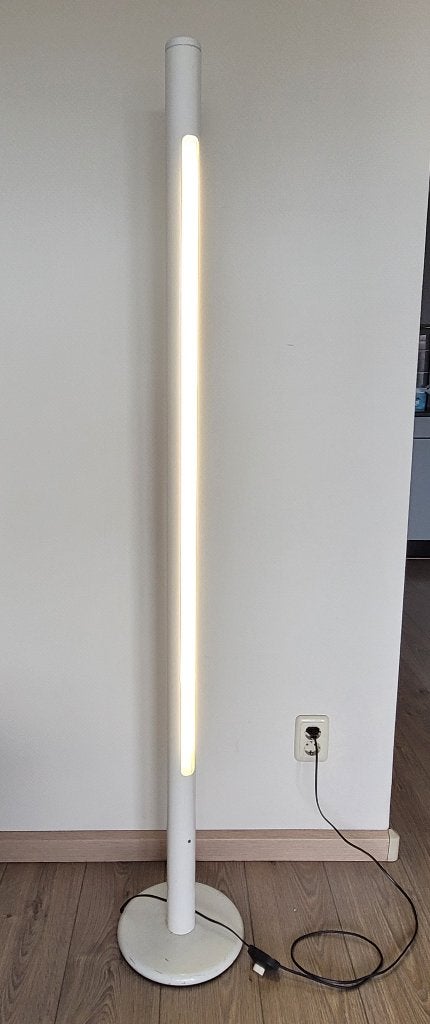 Vintage Design Vloerlamp "Pencil" “Tube”– Jaren '70/80 – Wit, Ophalen, Gebruikt, Metaal, 150 tot 200 cm
