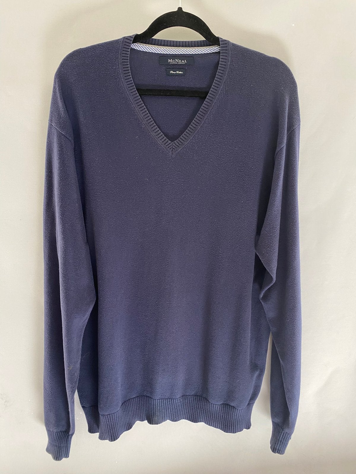 McNeal Pima Cotton V-hals trui donkerblauw XL, Kleding | Heren, Ophalen of Verzenden, Zo goed als nieuw, Maat 56/58 (XL), Blauw