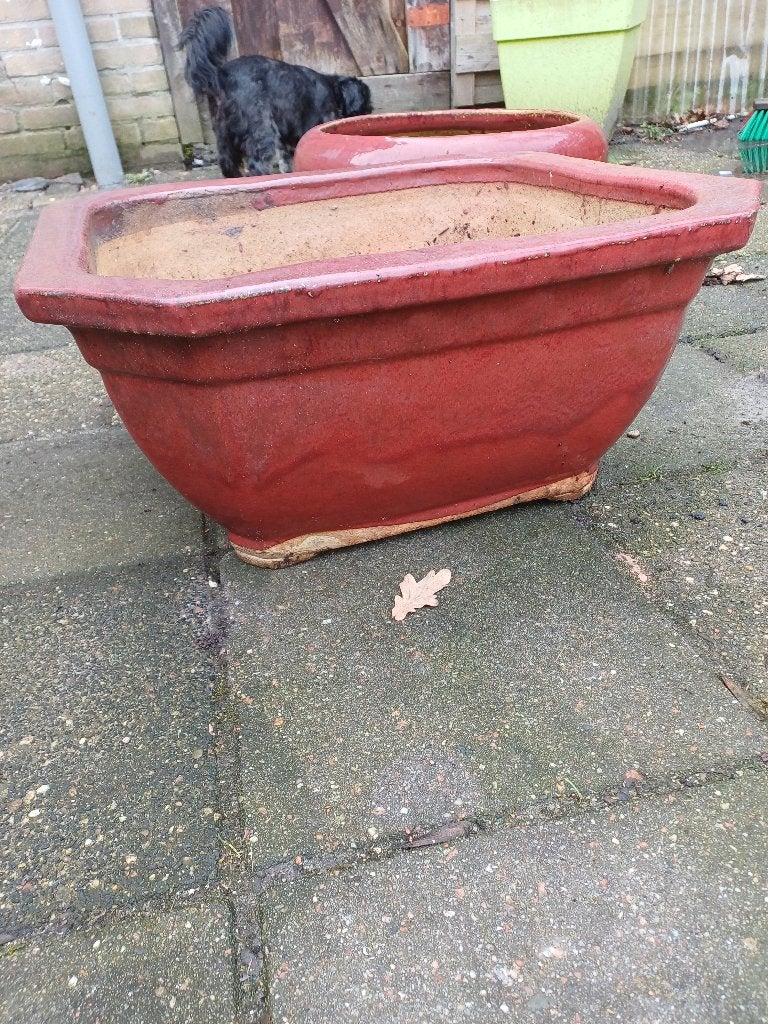 Terracotta bloembak vierkant 2 voor 40 euro, Tuin en Terras, Bloembakken en Plantenbakken, Ophalen, Overige materialen, Gebruikt