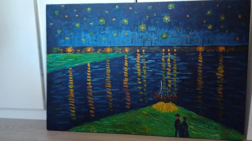 Geschilderde kopie van Van Gogh's sterrennacht  Rhône, Ophalen