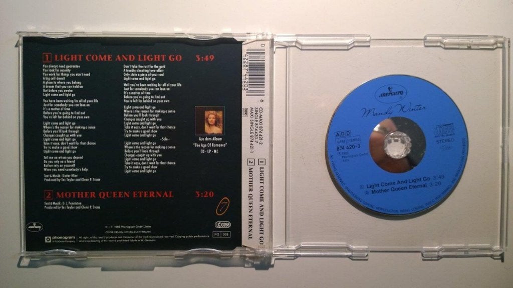 Mandy Winter - Light Come And Light Go, Maxi-single, Ophalen of Verzenden, Zo goed als nieuw, 1 single