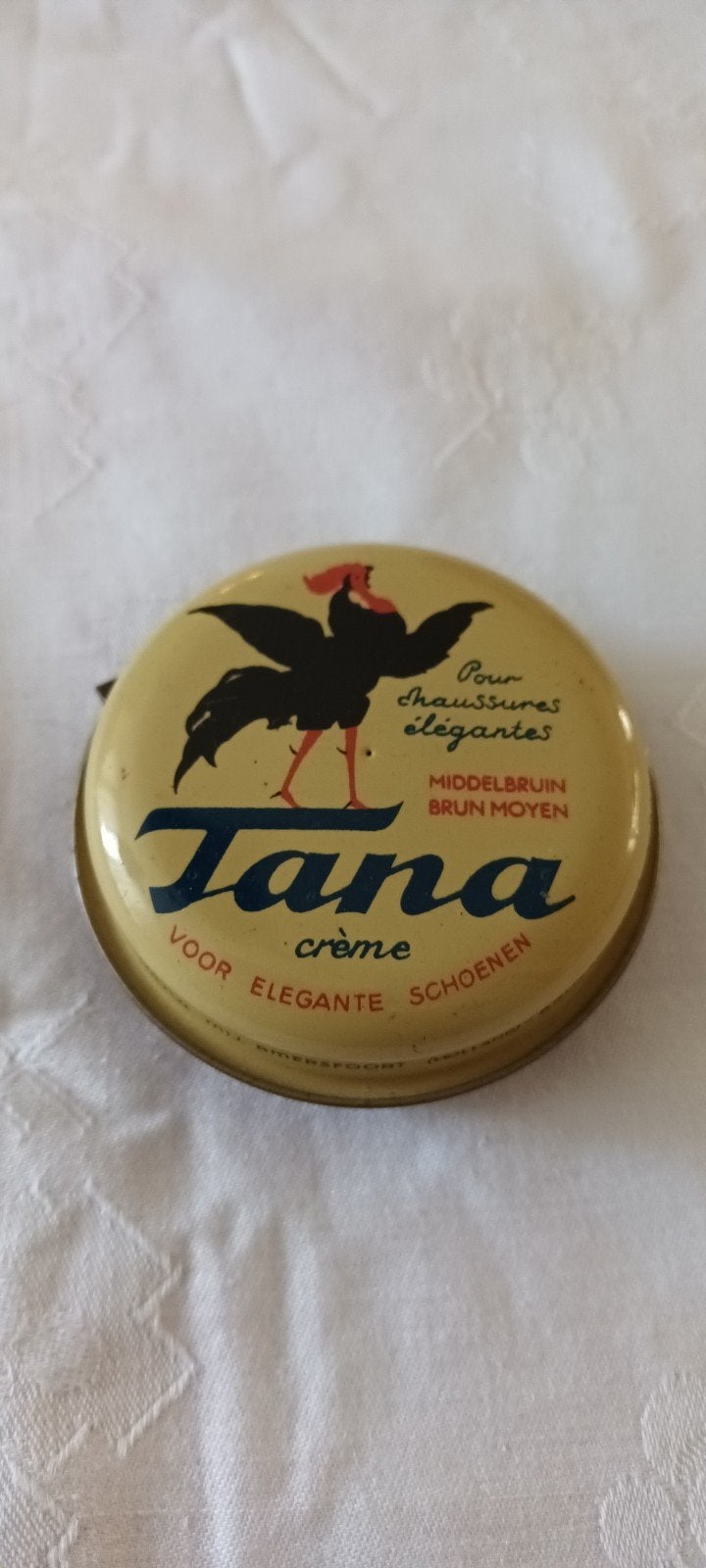 Vintage Tana schoencrème blikje - Middelbruin, Verzamelen, Ophalen of Verzenden