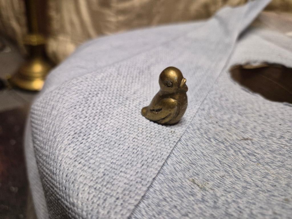 Vintage Miniaturen koper eendje en kat, Ophalen of Verzenden, Koper