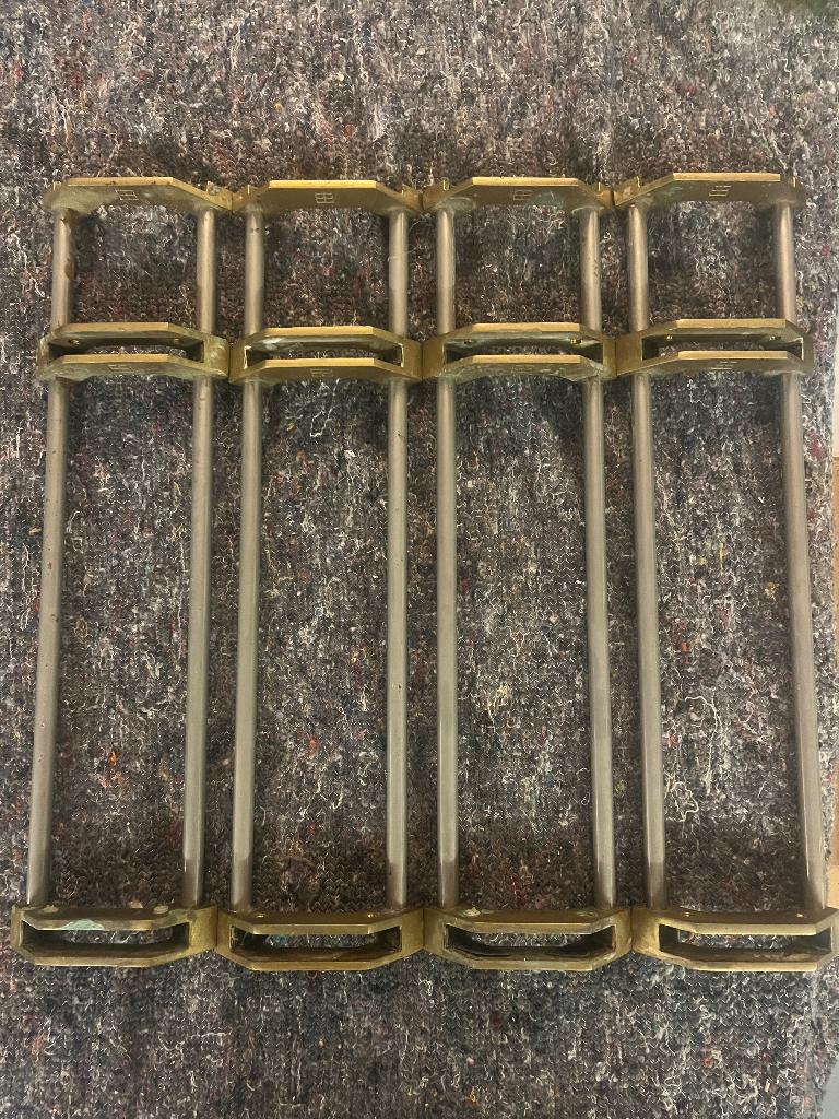 2 Peter Ghyczy T24 (orgineel) glas en messing salontafels, Huis en Inrichting, Tafels | Salontafels, Ophalen, Gebruikt, 50 tot 100 cm