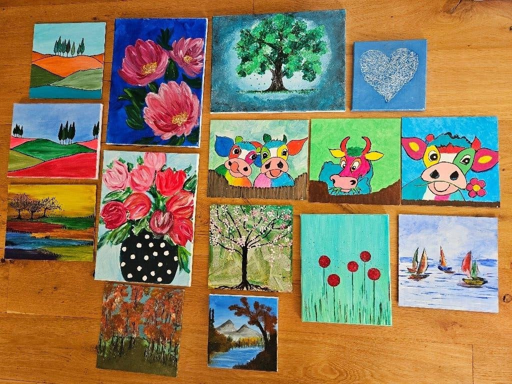 Schilderijtjes handgemaakt, Schilderij, Nieuw, Ophalen of Verzenden, Handgemaakt