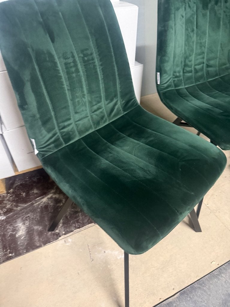 Eetkamerstoelen 6stuks zwart staal met groen  velvet, Huis en Inrichting, Stoelen, Ophalen, Overige kleuren, Zo goed als nieuw