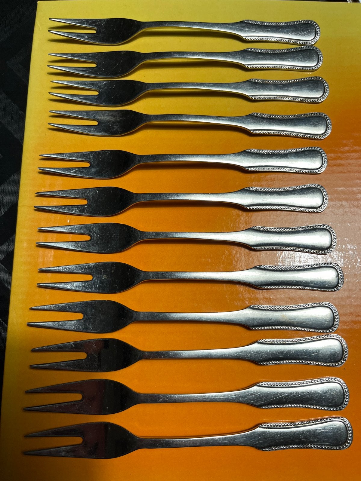 12 Vintage Amefa gebaksvorkjes - RVS - Retro, Antiek en Kunst, Ophalen of Verzenden