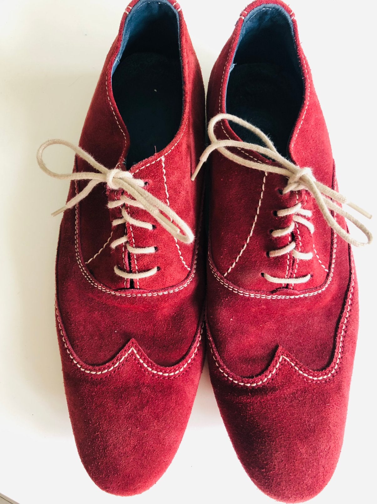 Te koop: leren veterschoenen, rood, maat 45, Ophalen of Verzenden, Zo goed als nieuw, Overige kleuren