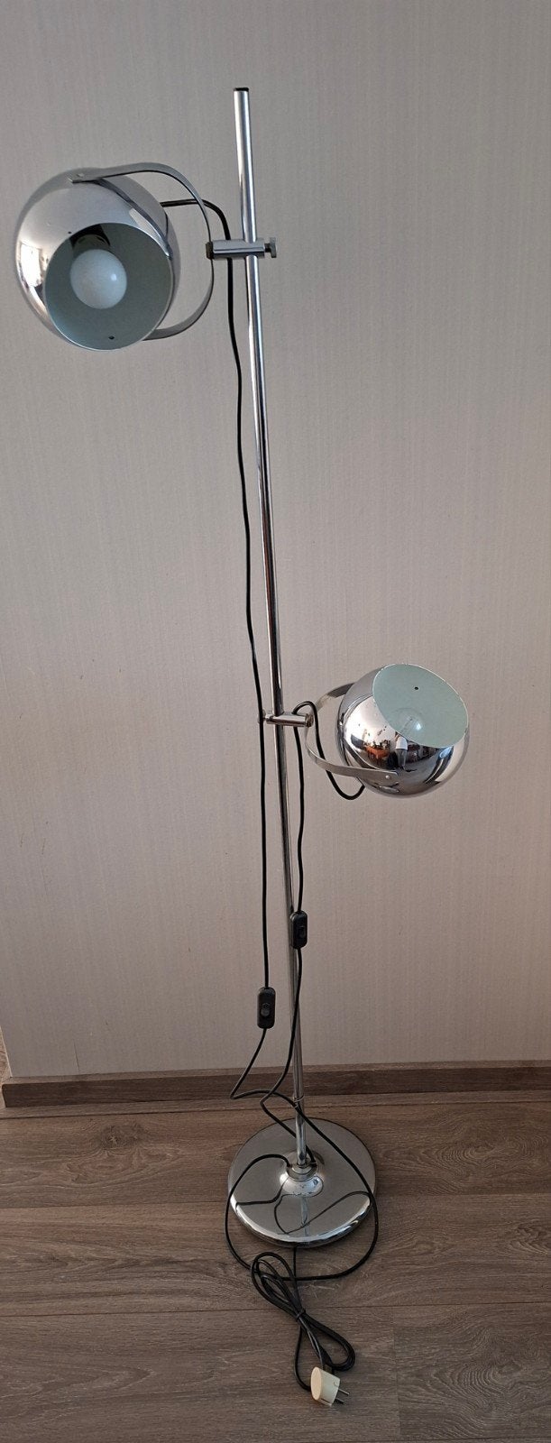 Vintage jaren 70 Herda chromen bollen vloerlamp, Huis en Inrichting, Lampen | Vloerlampen, Ophalen of Verzenden, Gebruikt, 150 tot 200 cm