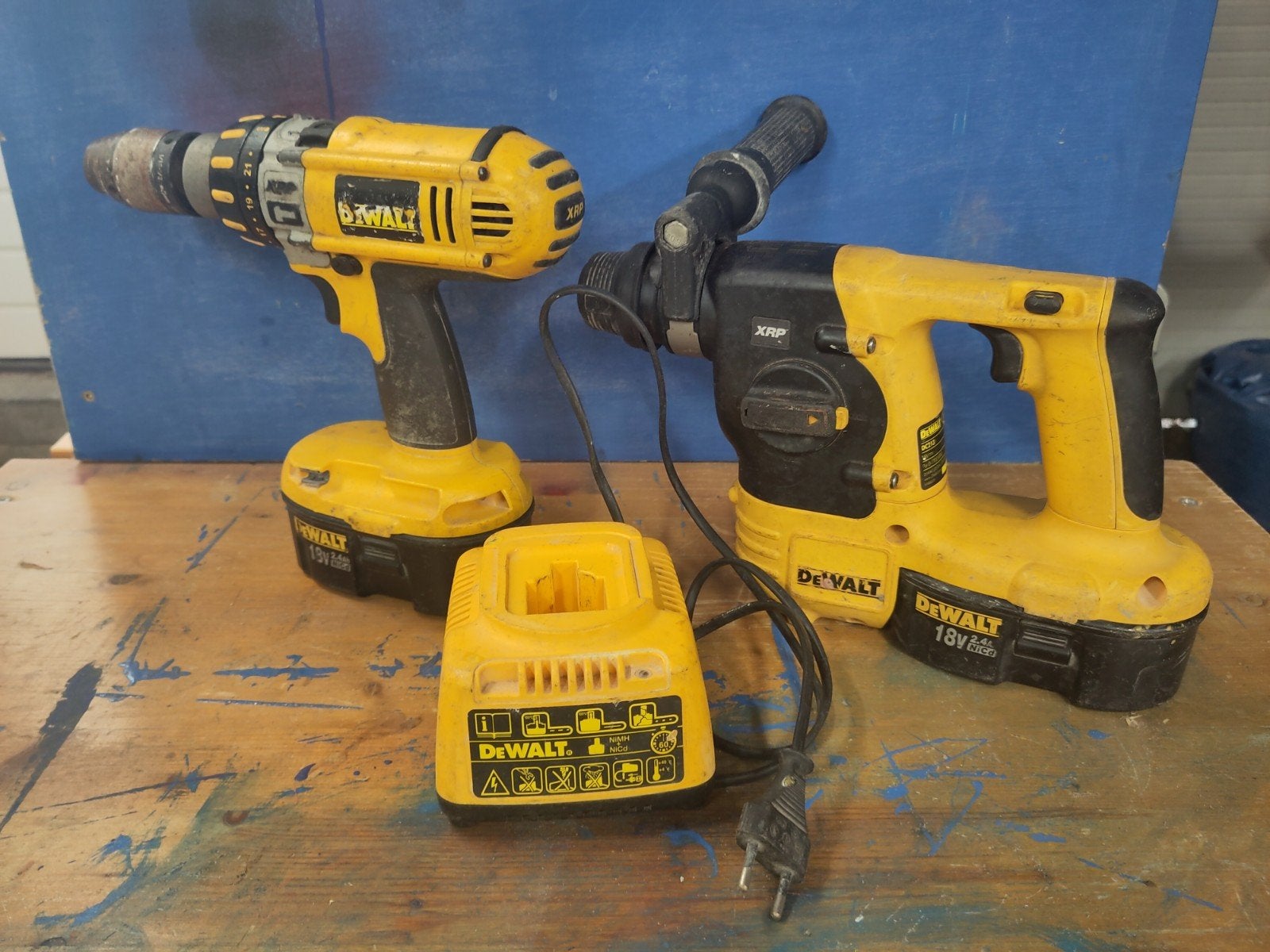 DeWalt 18V Accu Klopboormachine & Boormachine Set, Gebruikt, Ophalen of Verzenden, Minder dan 400 watt, Klopboormechanisme