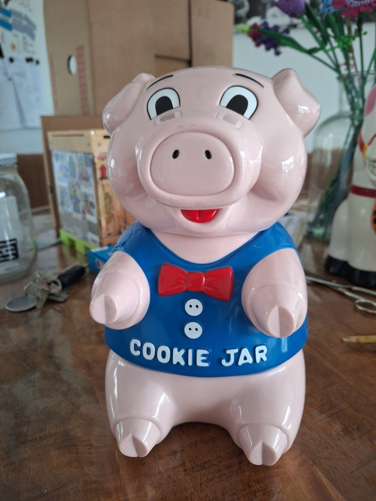 Vintage cookie jar / koekjespot uit 1994 Varken, Koe en Bij, Verzamelen, Ophalen of Verzenden, Gebruikt