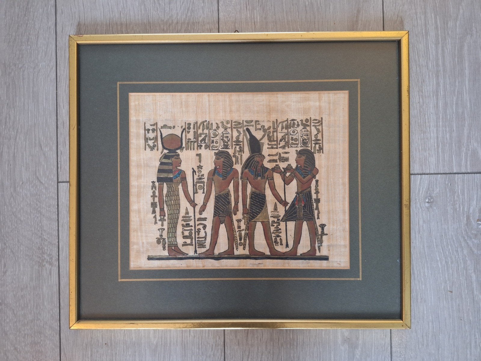 Mooie ingelijste Egyptische Papyrus, Overige herkomsten, Ophalen of Verzenden, Overige typen