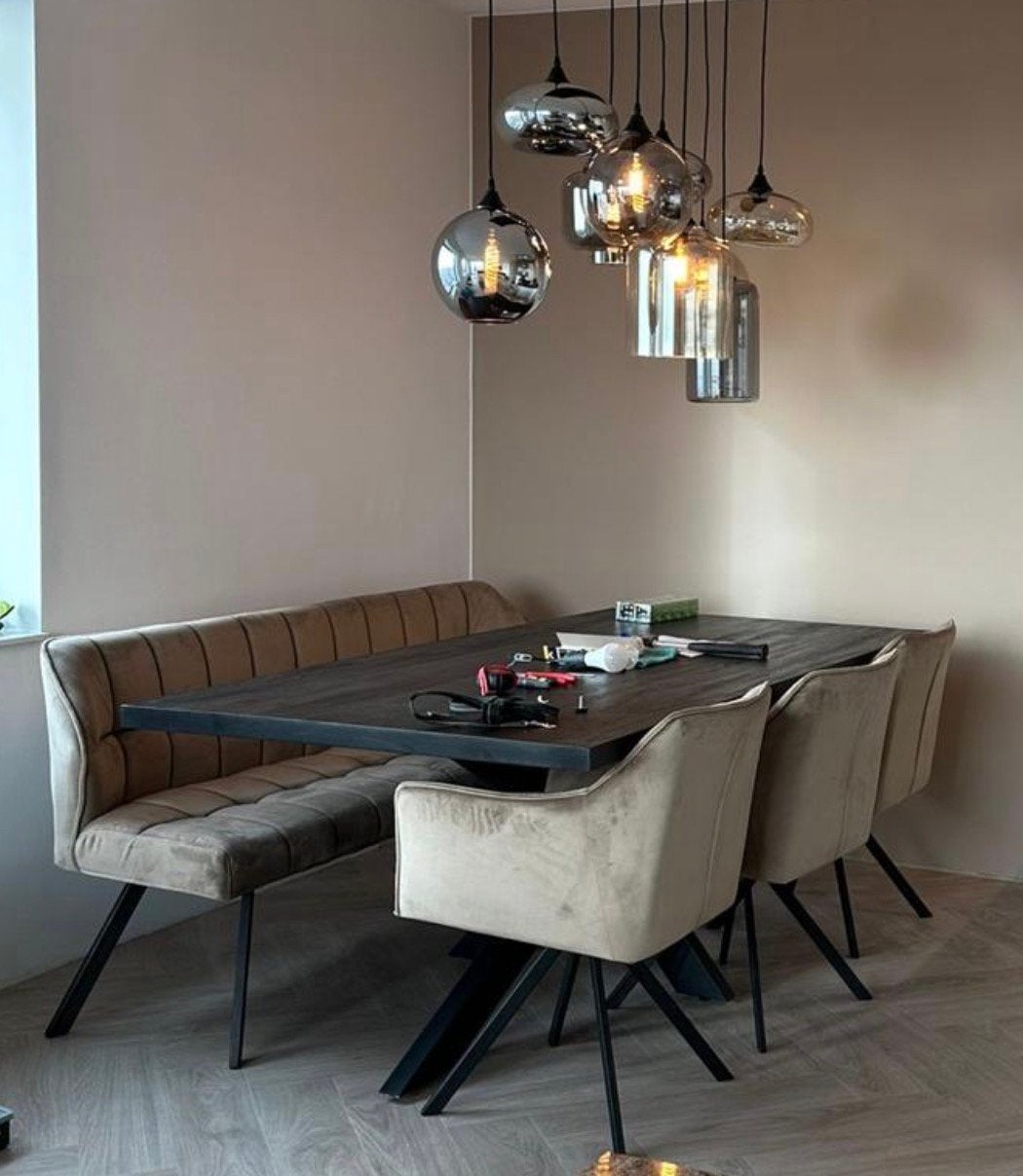 Eethoek met tafel, zitbank en 3 stoelen te koop, Ophalen, 200 cm of meer, 50 tot 100 cm, Zo goed als nieuw