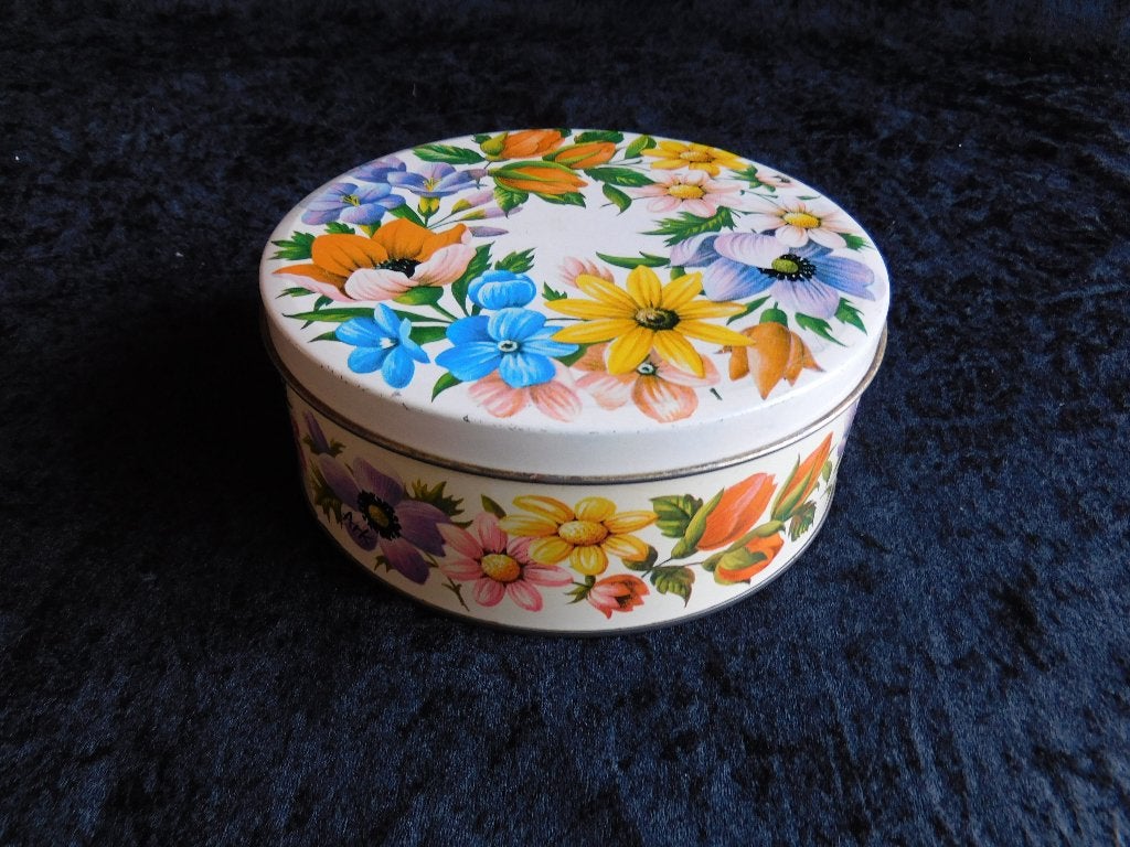 Vintage koekblik met bloemen van Ark, ARK Biscuits Tin Dutch, Ophalen of Verzenden, Gebruikt, Overige, Overige merken
