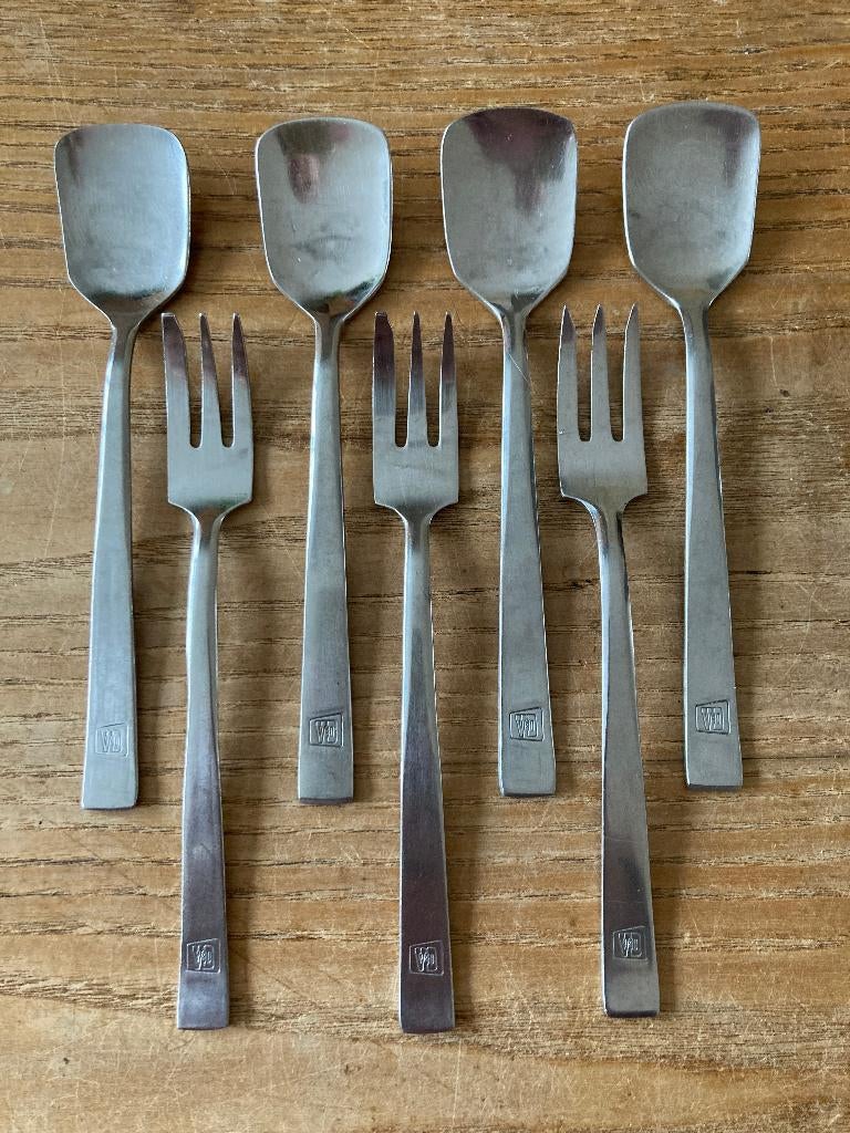 Vintage Sola GZ ijslepels en gebaksvorkjes V&D, Antiek en Kunst, Ophalen of Verzenden