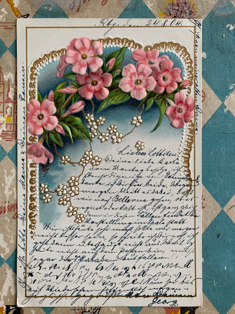 24-8-1904 Roze bloementjes, Ophalen of Verzenden, Voor 1920, Gelopen, Natuur