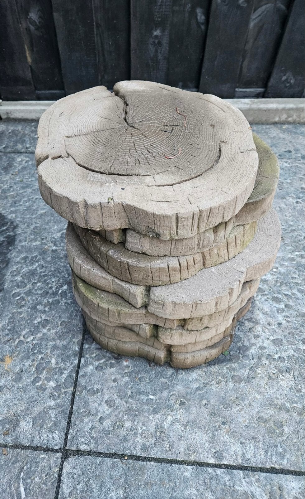 8 staptegels in boomstam/hout design, Tuin en Terras, Gebruikt, Ophalen of Verzenden, Minder dan 5 m², Beton