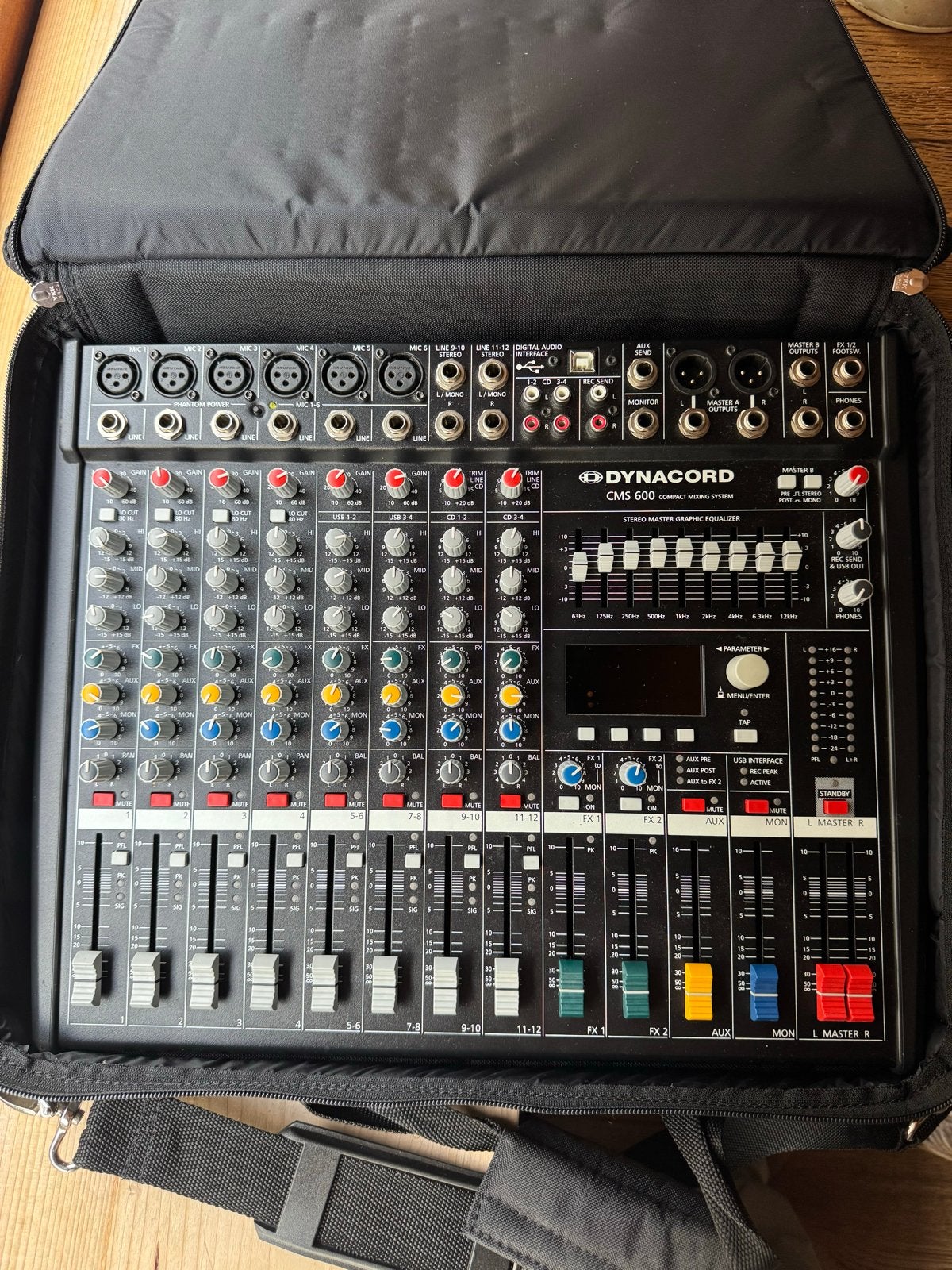 Dynacord CMS 600 Compact Mengpaneel met Draagtas, Ophalen of Verzenden, Zo goed als nieuw, 10 tot 20 kanalen, Microfooningang