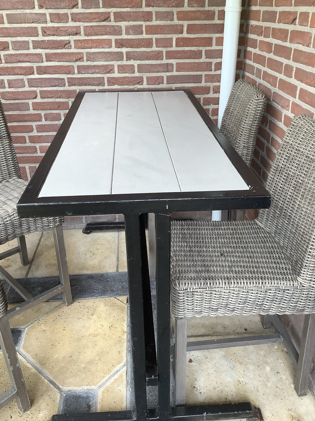 Bartafel met 4 stoelen - ideaal voor kleine ruimtes, Ophalen, Minder dan 50 cm, Gebruikt, 100 tot 150 cm