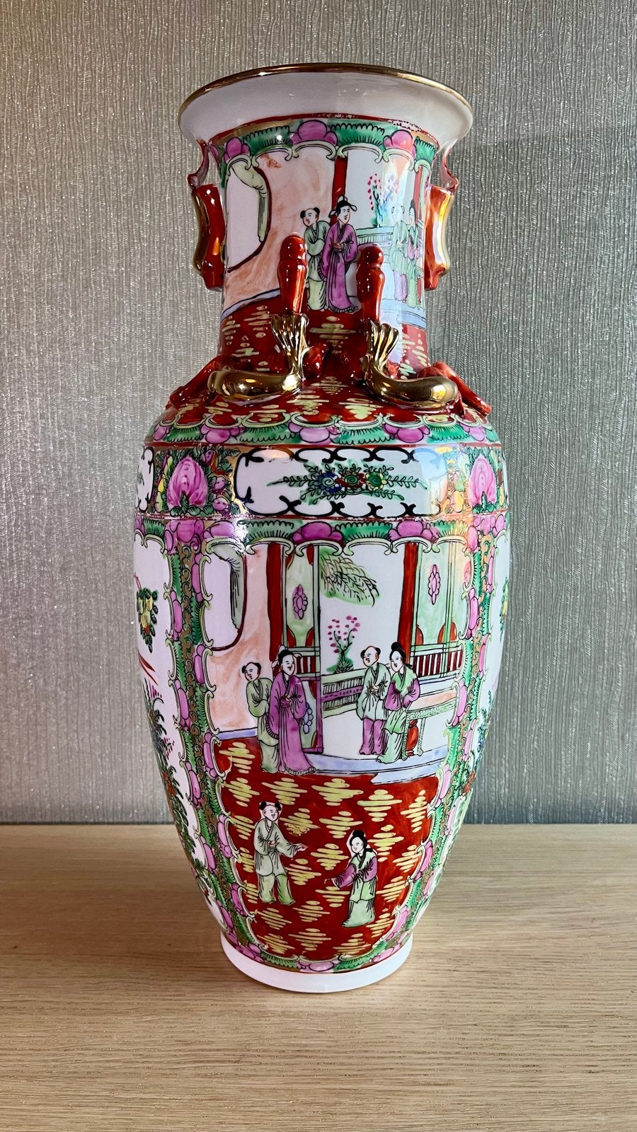 Prachtige chinese Canton porseleinen vaas - Handbeschilderd, Antiek en Kunst, Antiek | Vazen, Ophalen of Verzenden