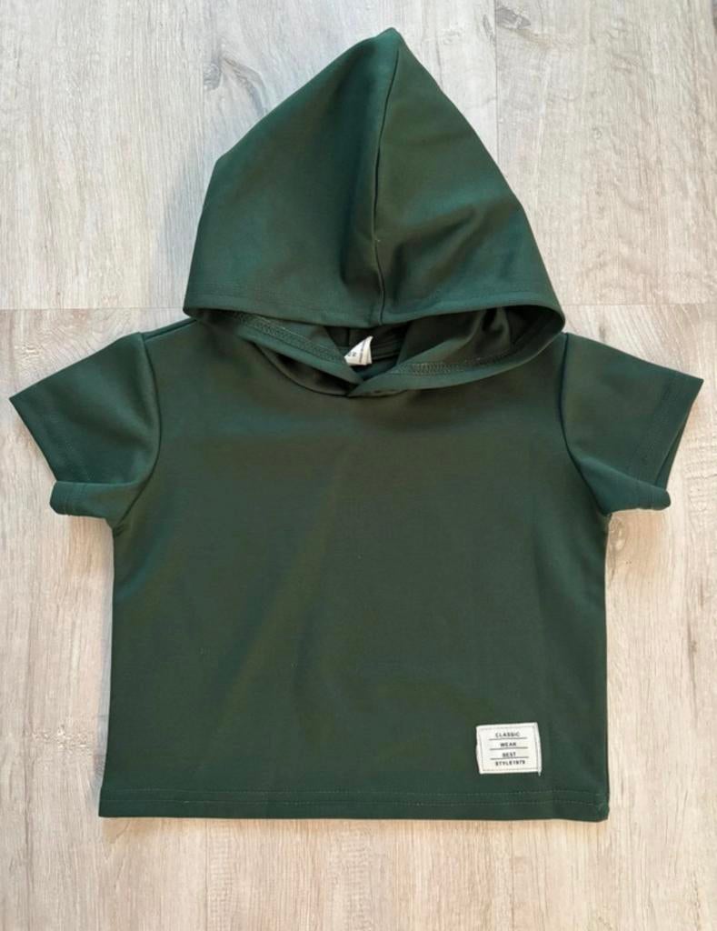 Capuchon groen shirtje korte mouwen t-shirt zgan 92, Ophalen of Verzenden, Zo goed als nieuw, Jongen of Meisje, Shirt of Longsleeve