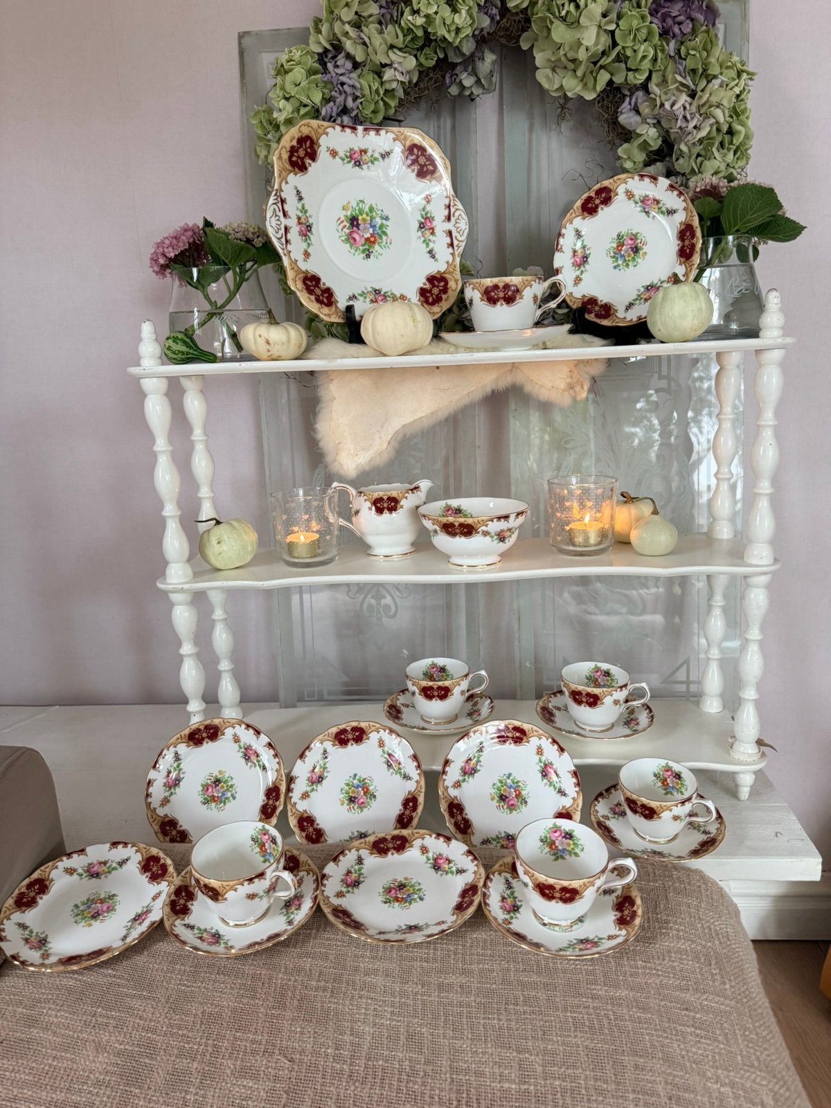 Grosvenor Bonr China antiek 6per koffie thee taart porselein, Antiek en Kunst, Ophalen