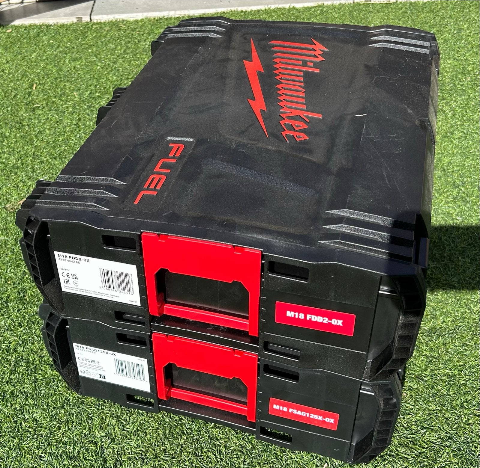 Milwaukee FUEL Koffers (leeg) - M18 FGDD2-0X en M18 FSAG125X, Ophalen, Zo goed als nieuw