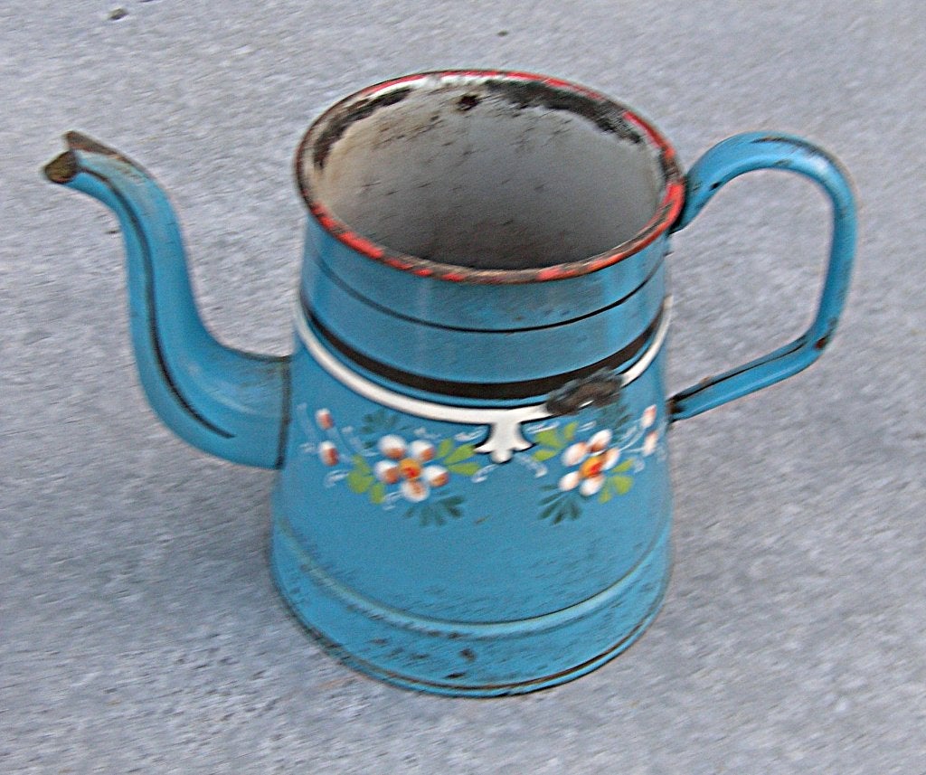 Koffiekan blauw gedecoreerd, Ophalen of Verzenden