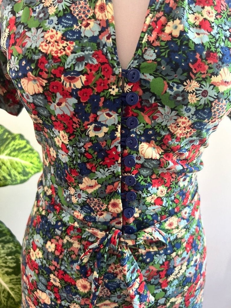 King Louie maat XL gekleurde bloemetjes Emmy jurk 3360, Meerkleurig, Maat 46/48 (XL) of groter, Ophalen of Verzenden, Zo goed als nieuw