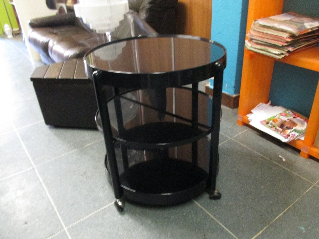 Zwart kunststof jaren 70 design italy bijzet tafel retro, Ophalen, ?, Kunststof, ?