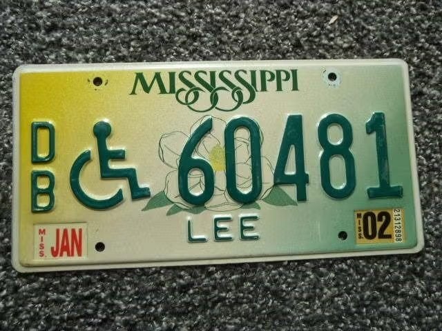 Kentekenplaat licenseplate Mississippi Big Magnolia Lee USA, Verzenden, Gebruikt, Auto's