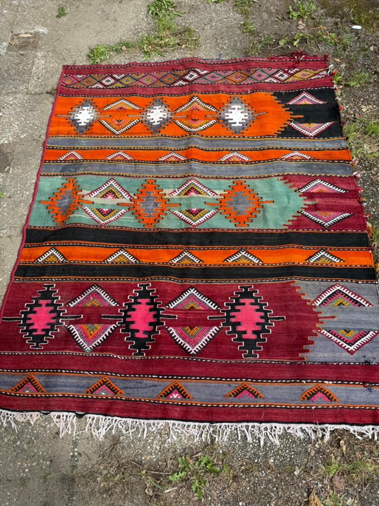 Handgemaakt vintage kelim, Gebruikt, Overige kleuren, 150 tot 200 cm, Ophalen of Verzenden