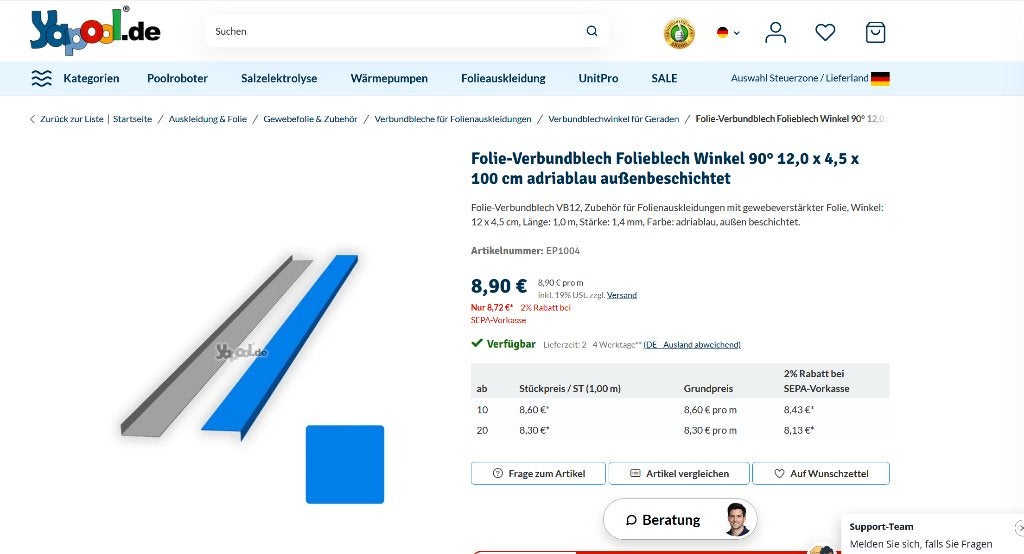 PVC Zwembadfolie Blik, Ophalen, Nieuw, Overige typen